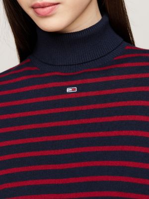 red slim roll neck jumper for women tommy jeans