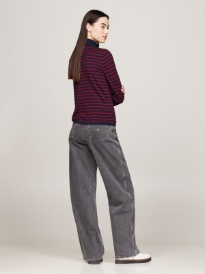 pull ajusté à col roulé rouge pour femmes tommy jeans