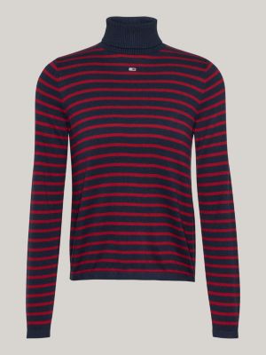 pull ajusté à col roulé rouge pour femmes tommy jeans