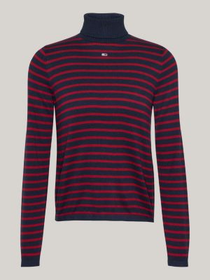 red slim roll neck jumper for women tommy jeans