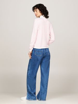 pink slim roll neck jumper for women tommy jeans