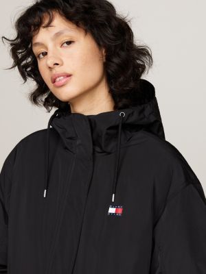 black water repellent 2-in-1 hooded coat for women tommy jeans