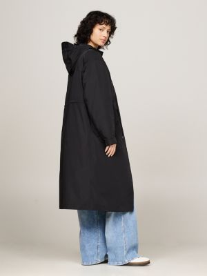 black water repellent 2-in-1 hooded coat for women tommy jeans