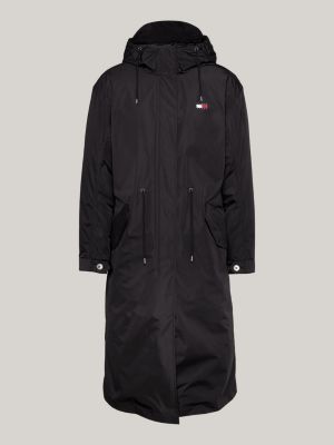 black water repellent 2-in-1 hooded coat for women tommy jeans