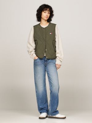 grün leichtgewichtige weste mit zwiebelsteppung für damen - tommy jeans