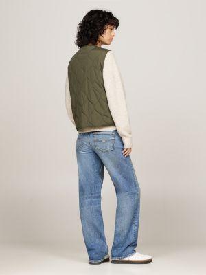 grün leichtgewichtige weste mit zwiebelsteppung für damen - tommy jeans
