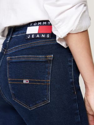 blau nora skinny jeans mit mittelhohem bund für damen - tommy jeans