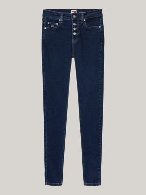 blau nora skinny jeans mit mittelhohem bund für damen - tommy jeans