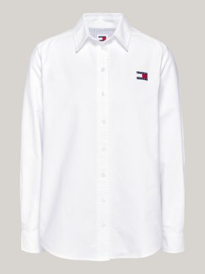 camicia relaxed fit con distintivo tommy bianco da donne tommy jeans