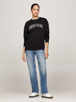 black logo appliqué relaxed sweatshirt for women tommy jeans