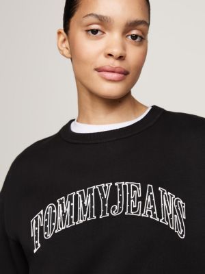 sweat décontracté à logo appliqué noir pour femmes tommy jeans