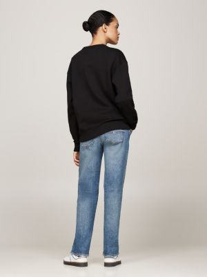 sweat décontracté à logo appliqué noir pour femmes tommy jeans