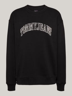 sweat décontracté à logo appliqué noir pour femmes tommy jeans