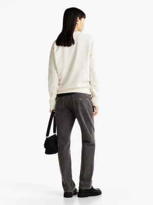 beige logo appliqué relaxed sweatshirt for women tommy jeans