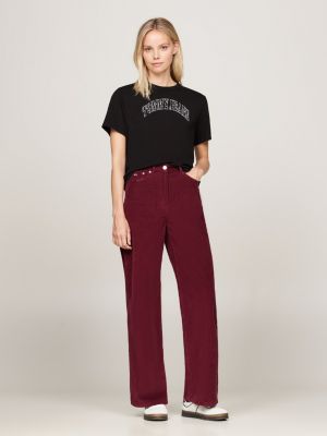 schwarz boxy fit t-shirt mit logo-applikation für damen - tommy jeans
