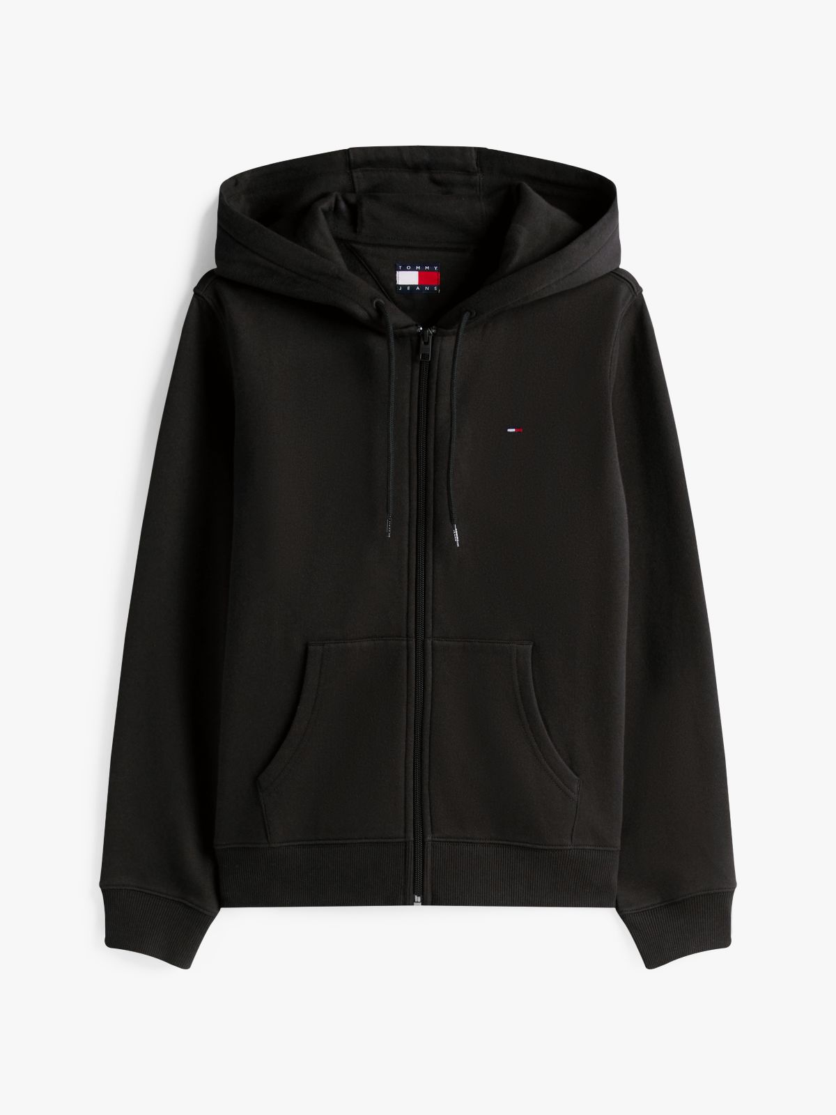 Flag Embroidery Fleece Zip-Thru Hoody — Black