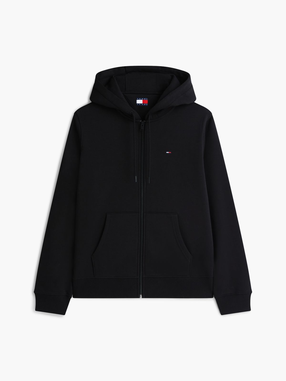 Flag Embroidery Fleece Zip-Thru Hoody — Black