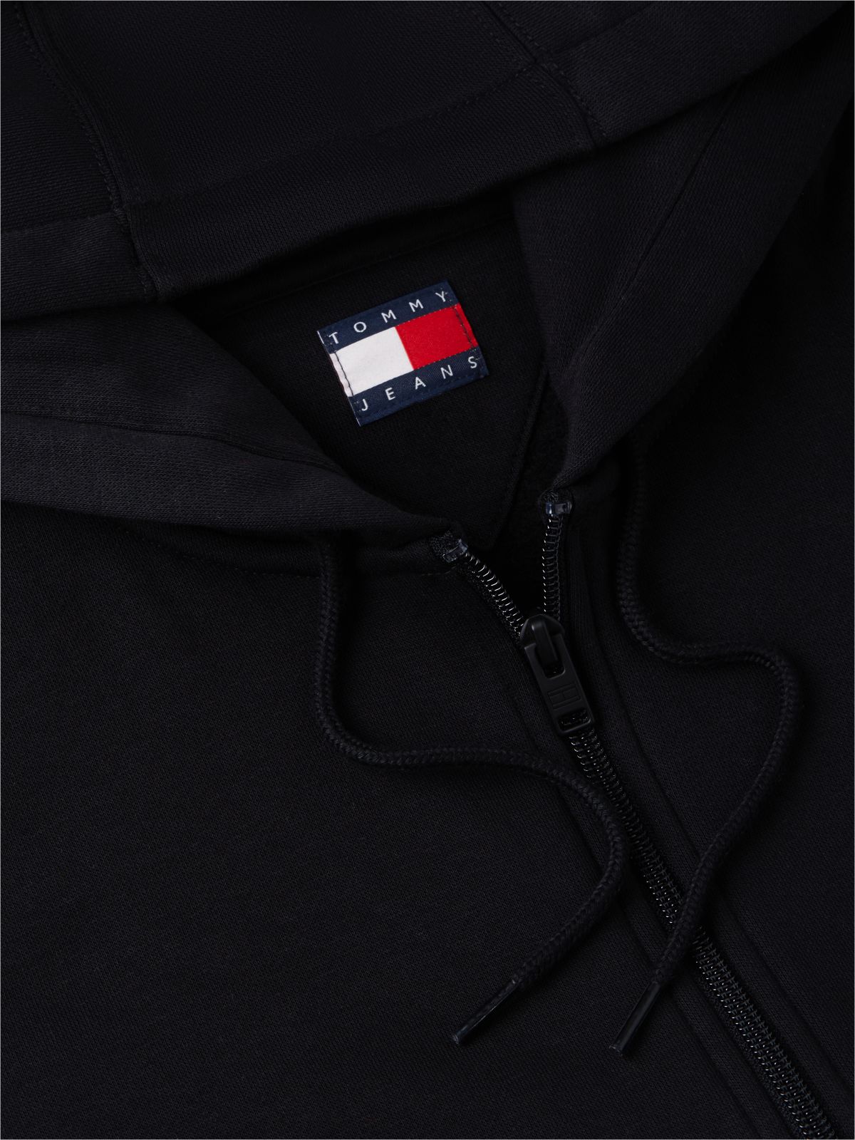 Flag Embroidery Fleece Zip-Thru Hoody — Black