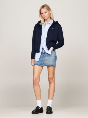 sweat à capuche zippé à cordon de serrage bleu pour femmes tommy jeans