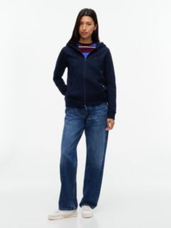 Flag Embroidery Fleece Zip-Thru Hoody — Blue 2