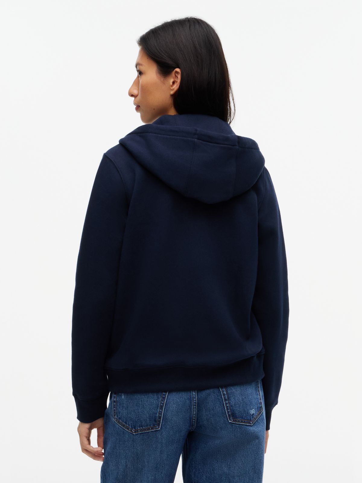 Flag Embroidery Fleece Zip-Thru Hoody — Blue
