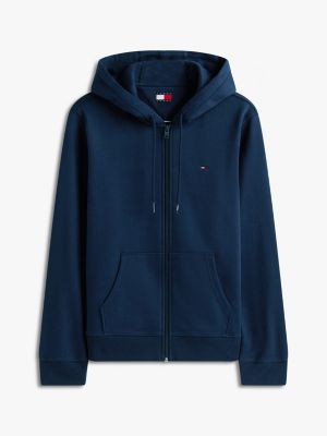 blue flag embroidery fleece zip-thru hoody for women tommy jeans