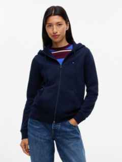 Flag Embroidery Fleece Zip-Thru Hoody — Blue 1