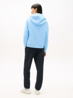 Flag Embroidery Fleece Zip-Thru Hoody — Blue 4
