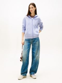 Flag Embroidery Fleece Zip-Thru Hoody — Blue 3