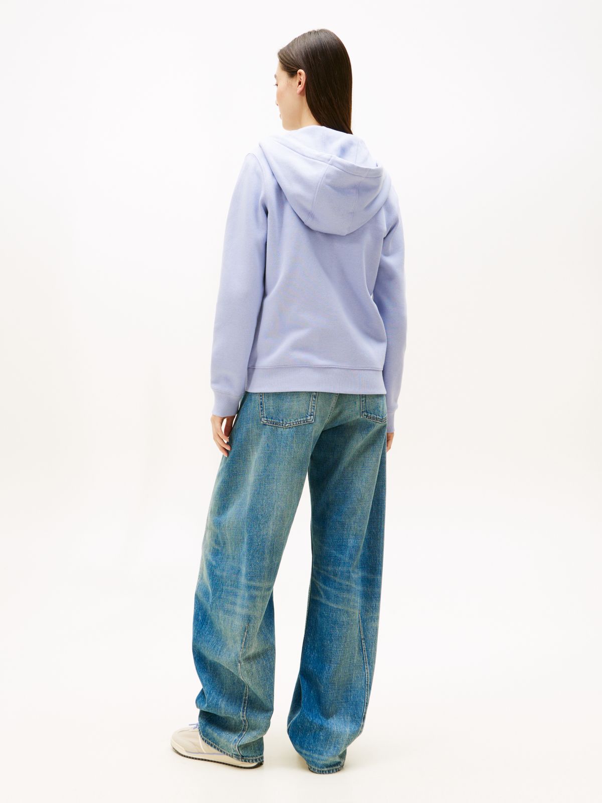 Flag Embroidery Fleece Zip-Thru Hoody — Blue