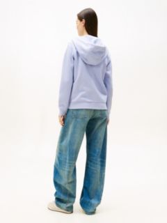 Flag Embroidery Fleece Zip-Thru Hoody — Blue 4