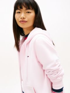 Flag Embroidery Fleece Zip-Thru Hoody — Pink 2