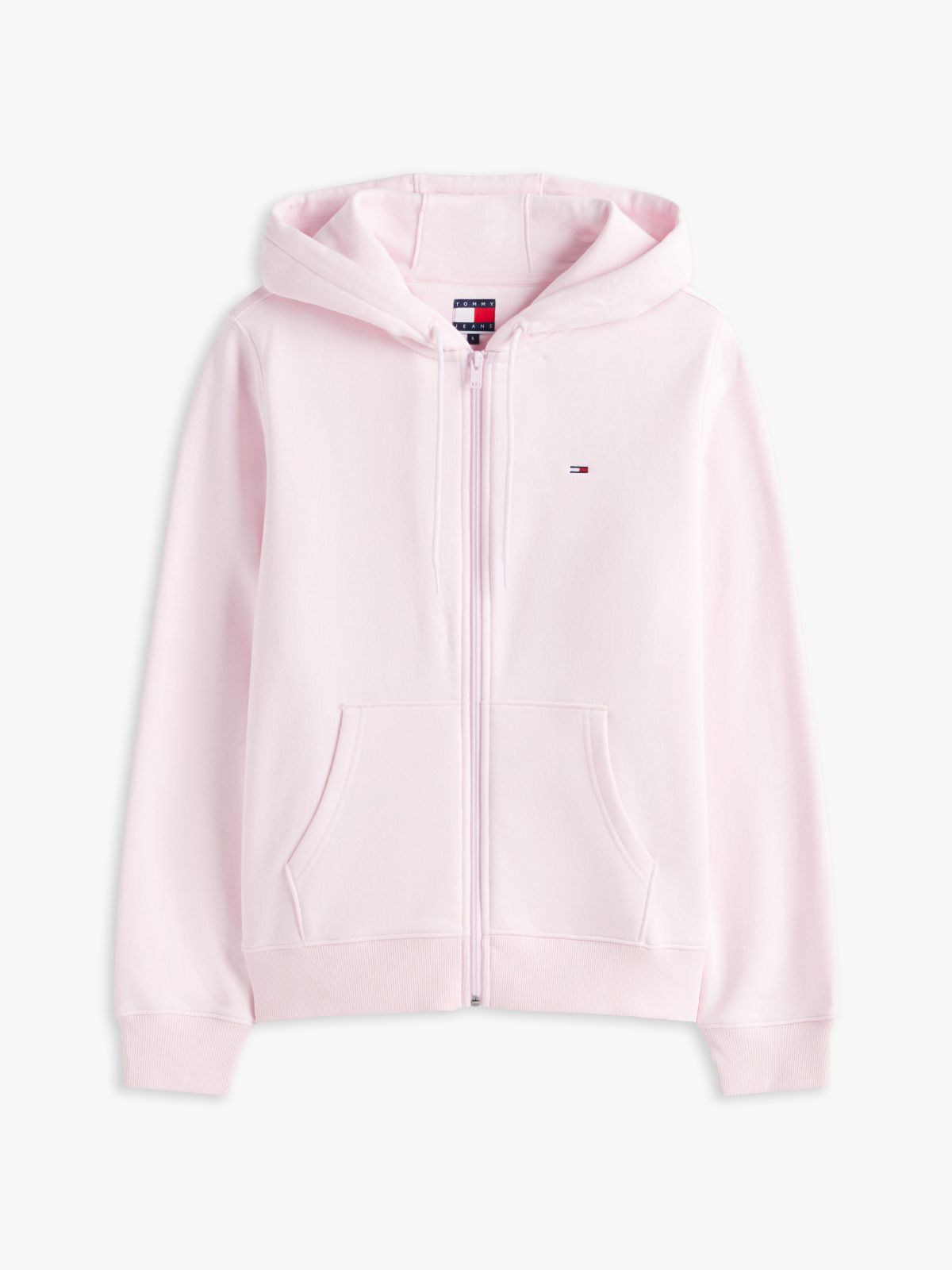 Flag Embroidery Fleece Zip-Thru Hoody — Pink