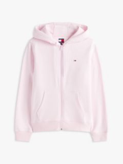 Flag Embroidery Fleece Zip-Thru Hoody — Pink 5