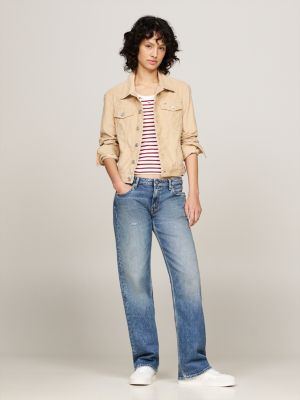 beige izzie fine corduroy jacket for women tommy jeans