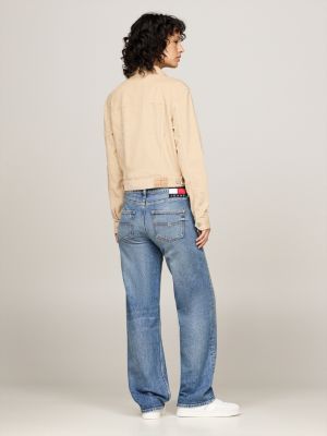 beige izzie fine corduroy jacket for women tommy jeans