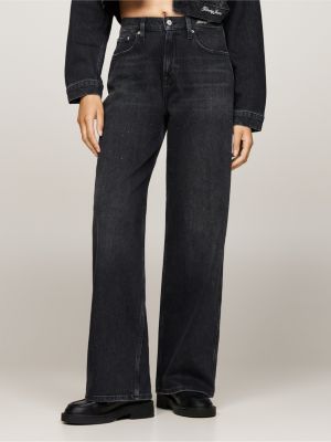 black betsy glitter wide leg jeans for women tommy jeans