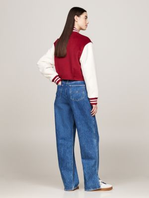 rood varsity cropped jack van wolmix voor dames - tommy jeans
