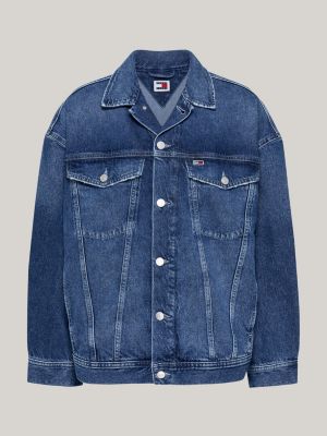 giacca oversize in denim con logo sul retro blu da donne tommy jeans