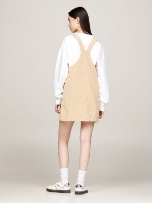 Fine Corduroy Mini Pinafore Dress Beige Tommy Hilfiger