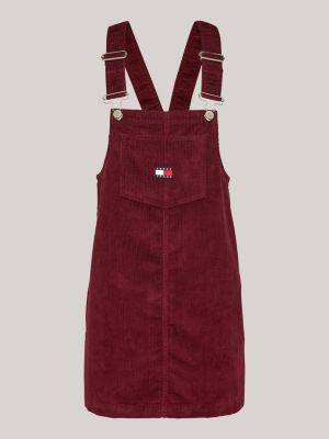 red fine corduroy mini pinafore dress for women tommy jeans