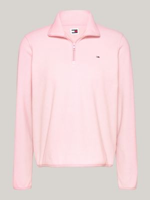 pink quarter zip polar fleece sweatshirt for women tommy jeans