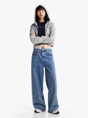 blue charlie loose jeans mittelhohem bund für damen - tommy jeans