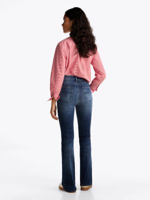 blue sylvia high rise flared leg jeans for women tommy jeans