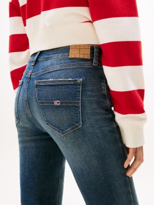 blau nora skinny jeans mit mittelhohem bund für damen - tommy jeans