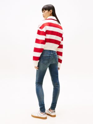 blau nora skinny jeans mit mittelhohem bund für damen - tommy jeans