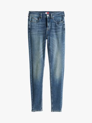 blau nora skinny jeans mit mittelhohem bund für damen - tommy jeans