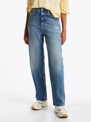 blauw layla high rise slim jeans met rechte broekspijpen voor dames - tommy jeans