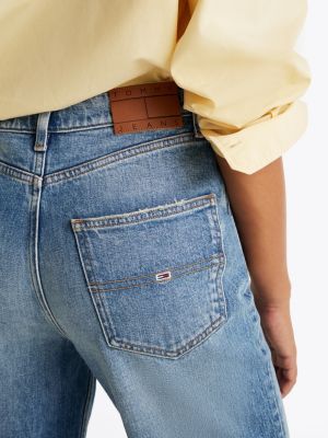 blauw layla high rise slim jeans met rechte broekspijpen voor dames - tommy jeans