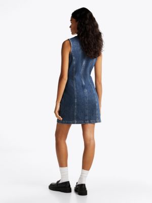 blau bodycon-minikleid aus denim mit glitzer für damen - tommy jeans